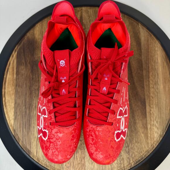 Under Armour Blur Smoke Suede 2.0 MC Red Football Cleats Men's Size 8 NEW - Picture 5 of 9